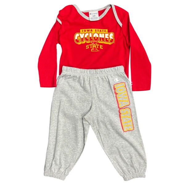 Champion® Infant I-State Cyclones Cardinal & Gray Long Sleeve Onesie & Sweatpants Set (was $29.99)